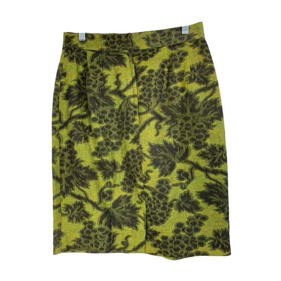 VTG 80s Joinus Korea Green/Black Grapevine Print Mini Pencil Skirt XS RZ10406 - Picture 3 of 9